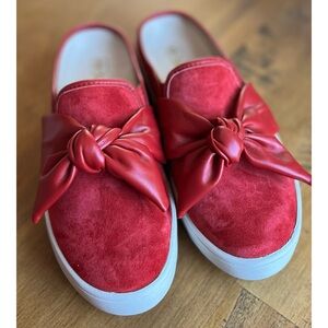 Spenco Barbados Red Bow Slip on Mules 6.5